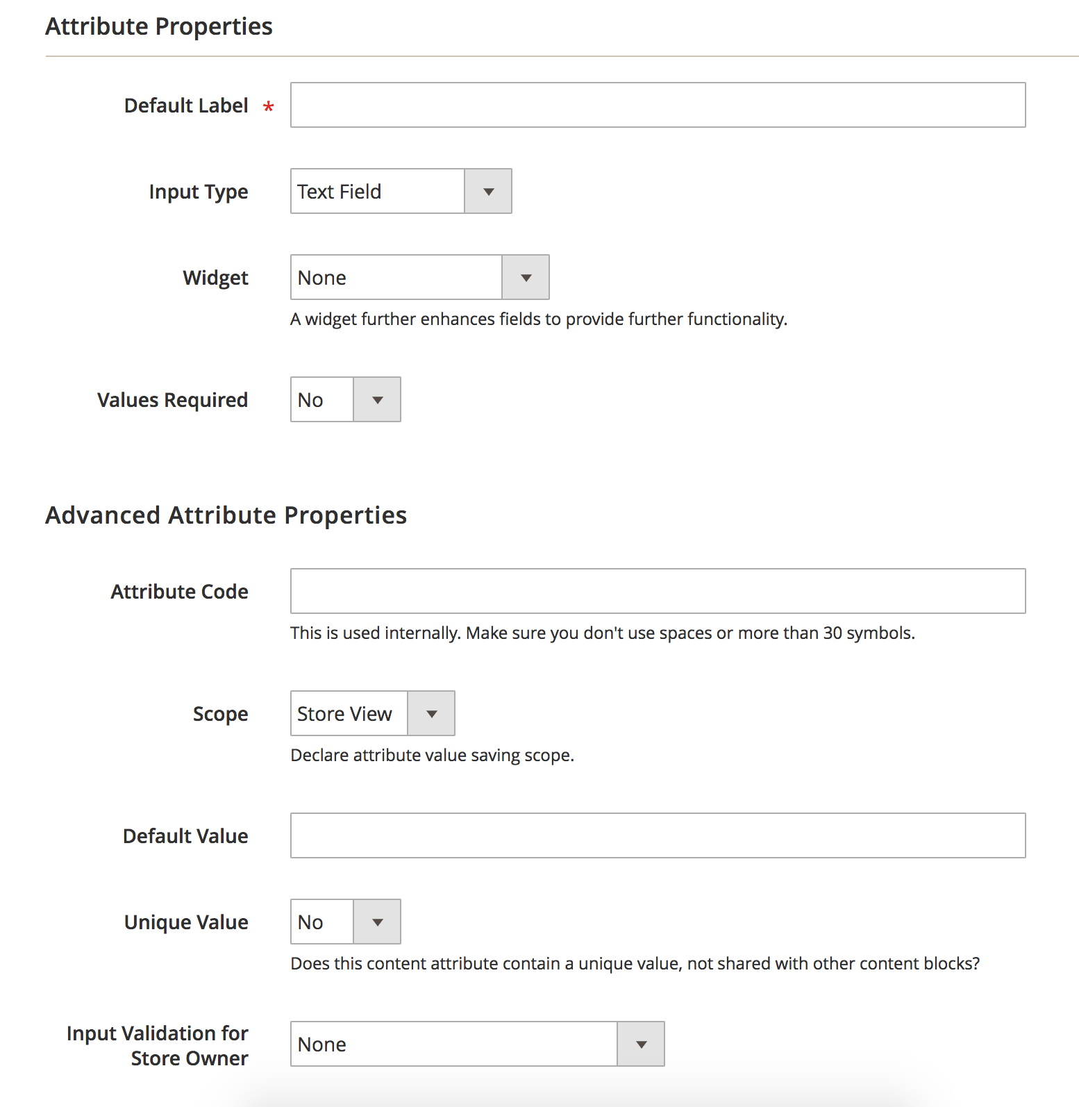 Create Attribute BlueFoot Admin