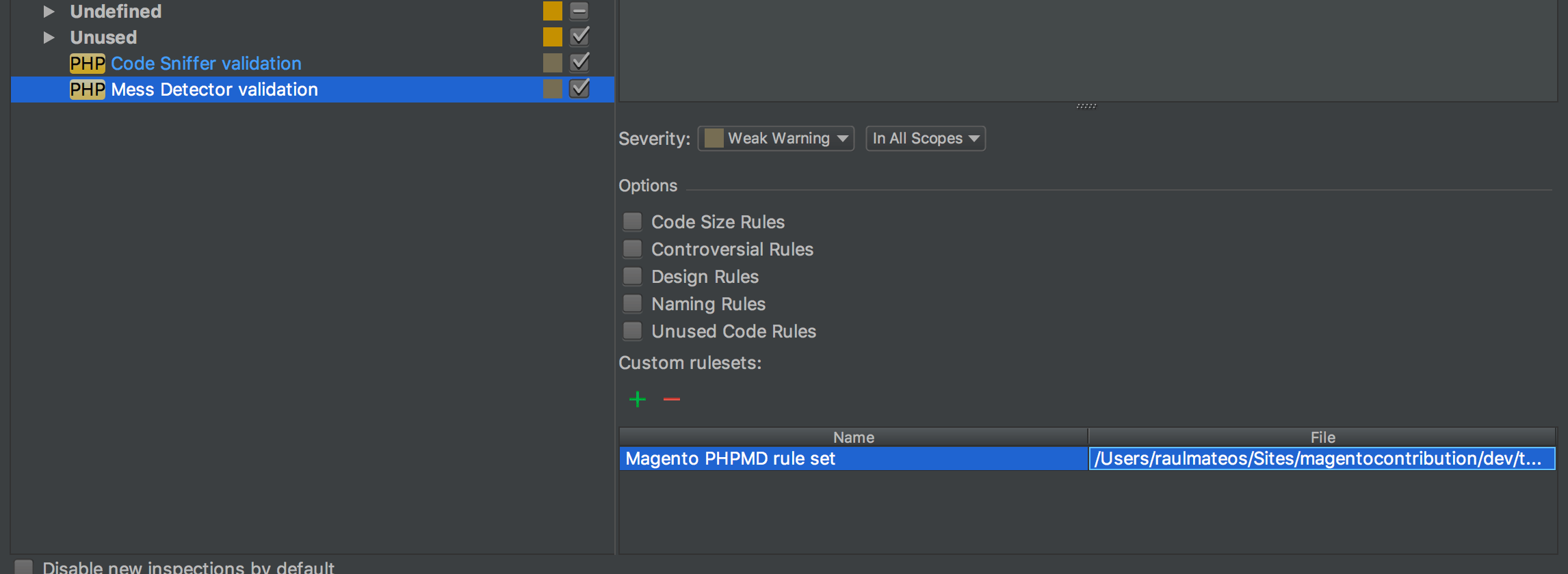 PHPMD PhpStorm